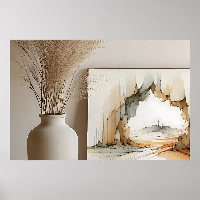 Easter Morning Three Crosses And Resurrection Cave Poster (Front)