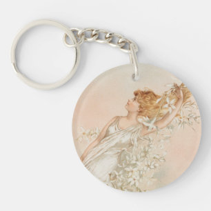 "Easter Morning" - Vintage Print, L. Prang & Co. Key Ring