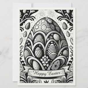 Easter Motif B/W Cartoon with Easter Eggs 10756