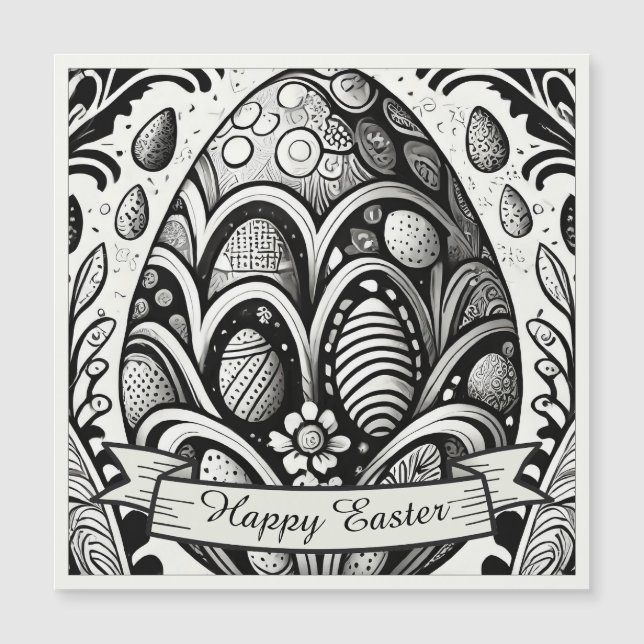 Easter Motif B/W Cartoon with Easter Eggs 10756 (Front)