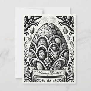 Easter Motif B/W Cartoon with Easter Eggs 10756