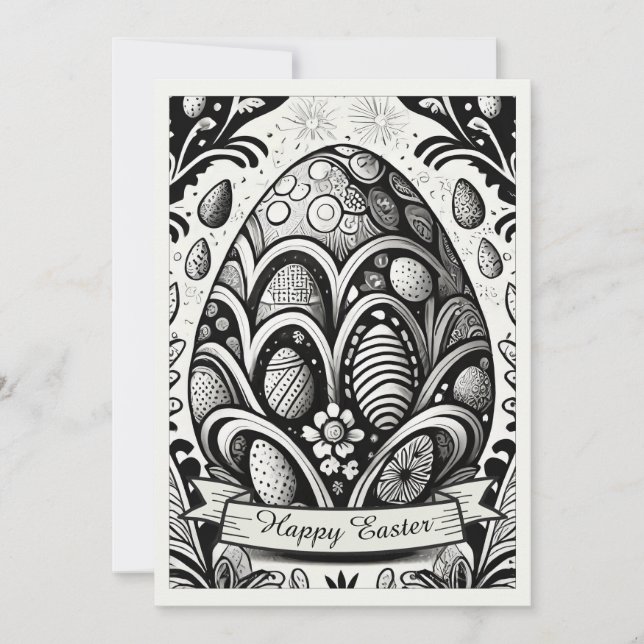 Easter Motif B/W Cartoon with Easter Eggs 10756 (Front)