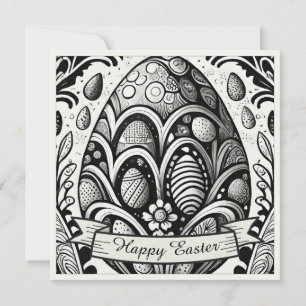 Easter Motif B/W Cartoon with Easter Eggs 10756