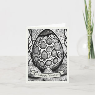 Easter motif b/w cartoon with Easter eggs 25024 Card
