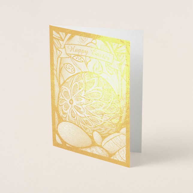 Easter motif b/w cartoon with Easter eggs 97330 Foil Card (Front)