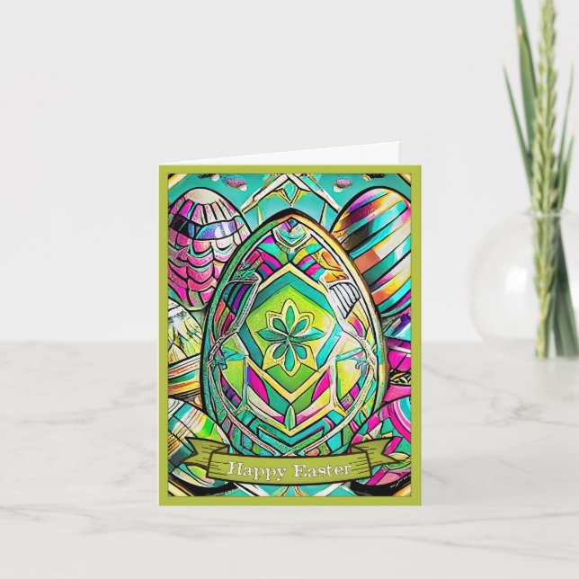 Easter Motif Coloured Cartoon with Easter Eggs 135 Card (Front)