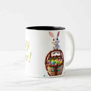 Easter mug,bunny,eggs Two-Tone coffee mug