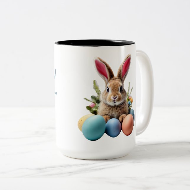 Easter mug,bunny,eggs Two-Tone coffee mug (Front Right)