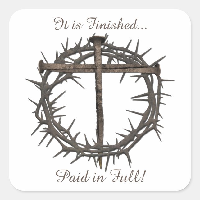 EASTER NAILS AND CROWN OF CHRIST SQUARE STICKER (Front)