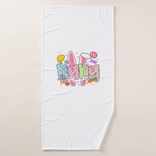Easter Nana Bunny Ears Coquette Bow Easter Rabbit  Bath Towel