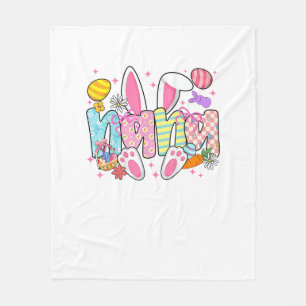 Easter Nana Bunny Ears Coquette Bow Easter Rabbit  Fleece Blanket