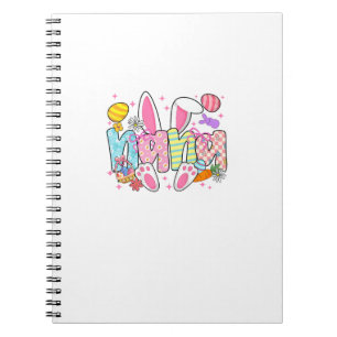 Easter Nana Bunny Ears Coquette Bow Easter Rabbit  Notebook