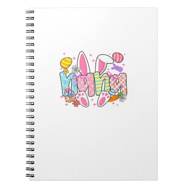 Easter Nana Bunny Ears Coquette Bow Easter Rabbit  Notebook (Front)