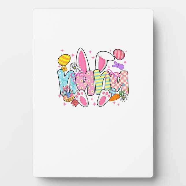 Easter Nana Bunny Ears Coquette Bow Easter Rabbit  Plaque (Front)