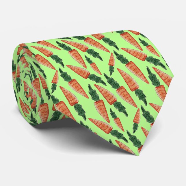 Easter Necktie - Carrots on Green Background Tie (Rolled)