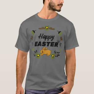 Easter nest Happy Easter flower wreath cute bunny  T-Shirt
