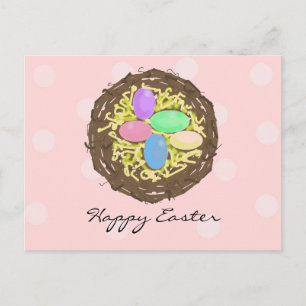 Easter Nest with Eggs Holiday Postcard