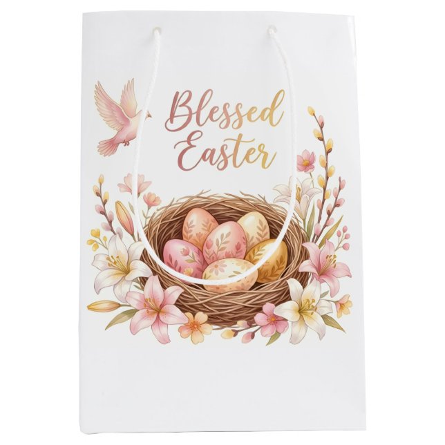 Easter Nest with Eggs Medium Gift Bag (Front)