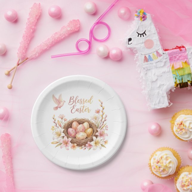 Easter Nest with Eggs Paper Plate (Party)