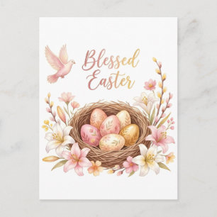 Easter Nest with Eggs Postcard