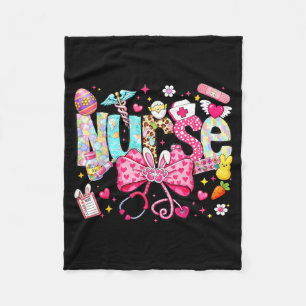 Easter Nurse Coquette Bow Stethoscope Bunny Rabbit Fleece Blanket