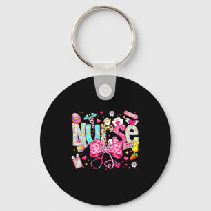Easter Nurse Coquette Bow Stethoscope Bunny Rabbit Key Ring