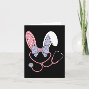 Easter Nurse Coquette Bow Stethoscope Bunny Scrub Card