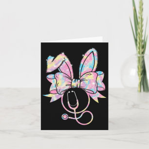 Easter Nurse Coquette Bow Stethoscope Bunny Scrub Card