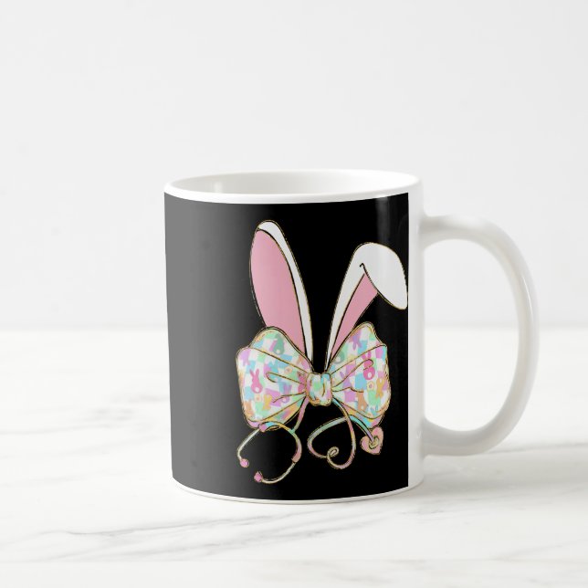 Easter Nurse Coquette Bow Stethoscope Bunny Scrub  Coffee Mug (Right)