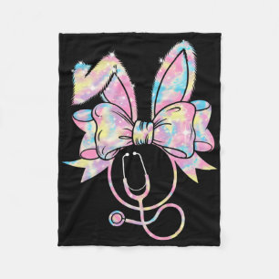 Easter Nurse Coquette Bow Stethoscope Bunny Scrub Fleece Blanket