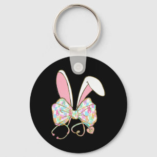 Easter Nurse Coquette Bow Stethoscope Bunny Scrub Key Ring