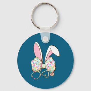 Easter nurse coquette bow stethoscope bunny scrub key ring