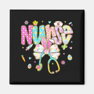 Easter Nurse Coquette Bow Stethoscope Bunny Scrub Magnet