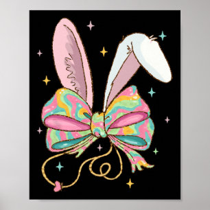 Easter Nurse Coquette Bow Stethoscope Bunny Scrub Poster