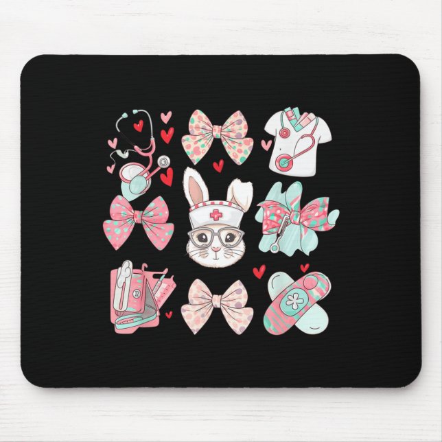 Easter nurse coquette bunny stethoscope bow rabbit mouse mat (Front)