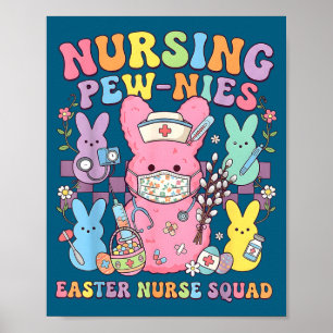 Easter nurse retro bunny nursing squad cute spring poster