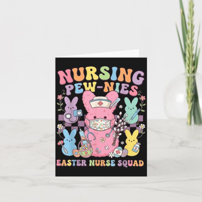 Easter Nurse Retro Bunny Nursing Squad Tee Cute Card (Front)