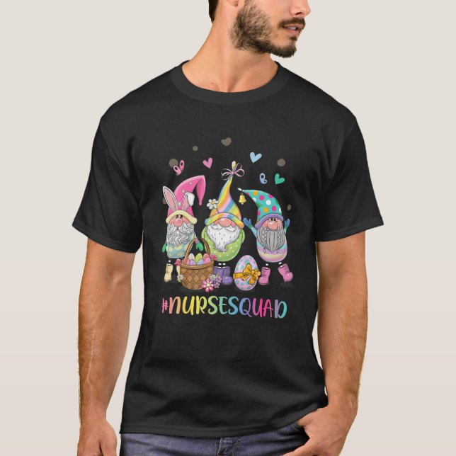 Easter Nurse Squad Gnomes Happy Easter T-Shirt (Front)