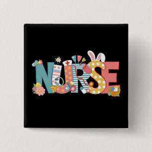 Easter Nurse Stethoscope Bunny Rabbit Eggs 15 Cm Square Badge