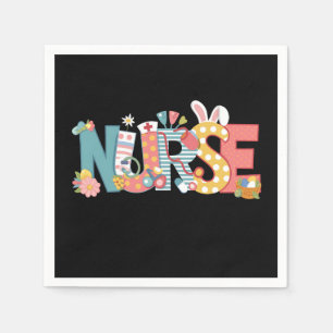 Easter Nurse Stethoscope Bunny Rabbit Eggs Napkin