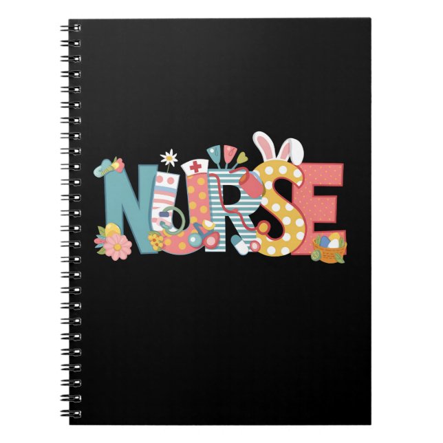 Easter Nurse Stethoscope Bunny Rabbit Eggs Notebook (Front)