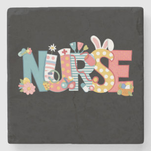 Easter Nurse Stethoscope Bunny Rabbit Eggs Stone Coaster