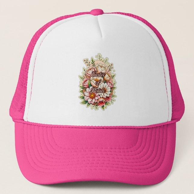 Easter of Petals – Floral Bunny Art - boné Trucker Hat (Front)