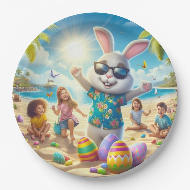 Easter on the Beach  Paper Plate (Front)