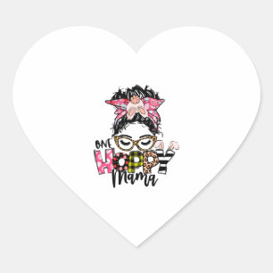 Easter One Hoppy Mama Messy Bun Mum Bunny Leopard Heart Sticker