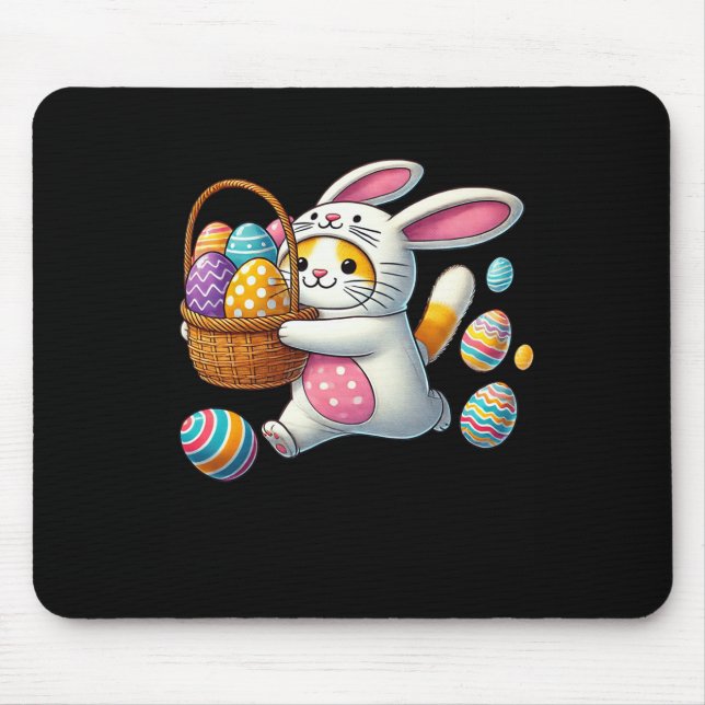 Easter Orange Cat Bunny Ears Funny Costume Kids Bo Mouse Mat (Front)