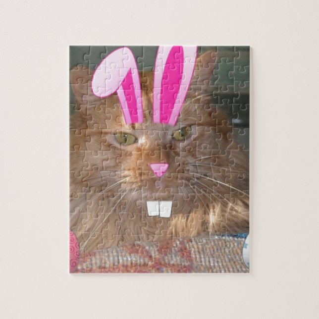 Easter Orange Tabby Kitty Cat Jigsaw Puzzle (Vertical)