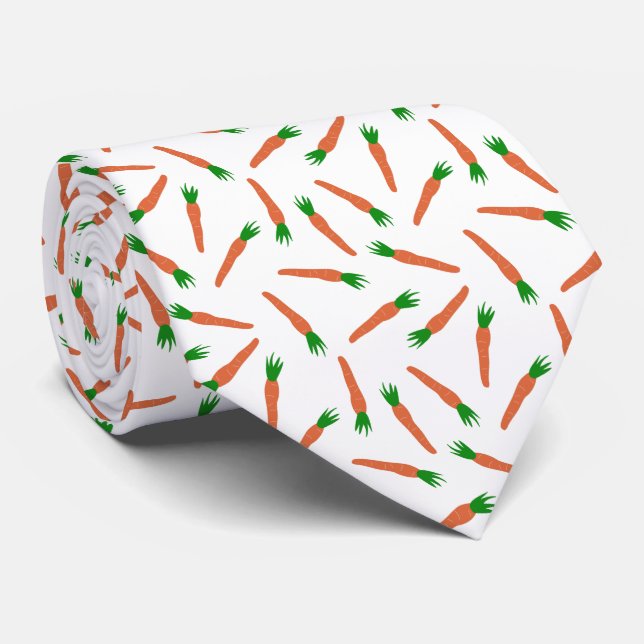 Easter Orange, White and Green Carrots Print Tie (Rolled)