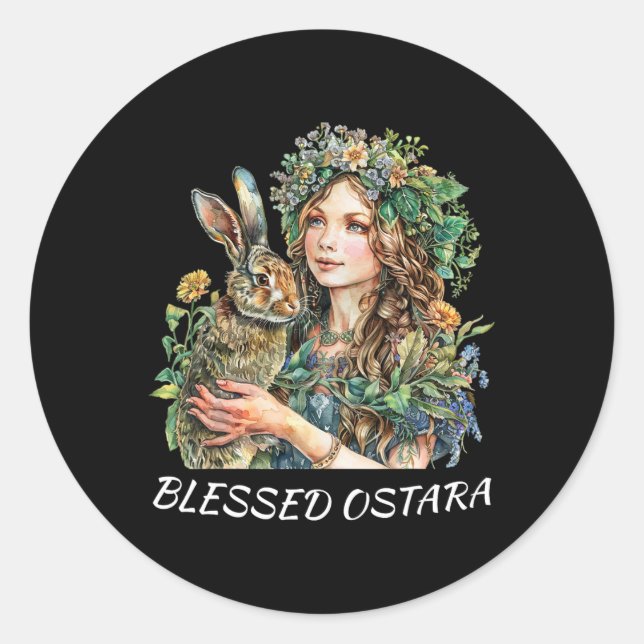 Easter Ostara Estres Pagan Ostara Blessings Rabbit Classic Round Sticker (Front)