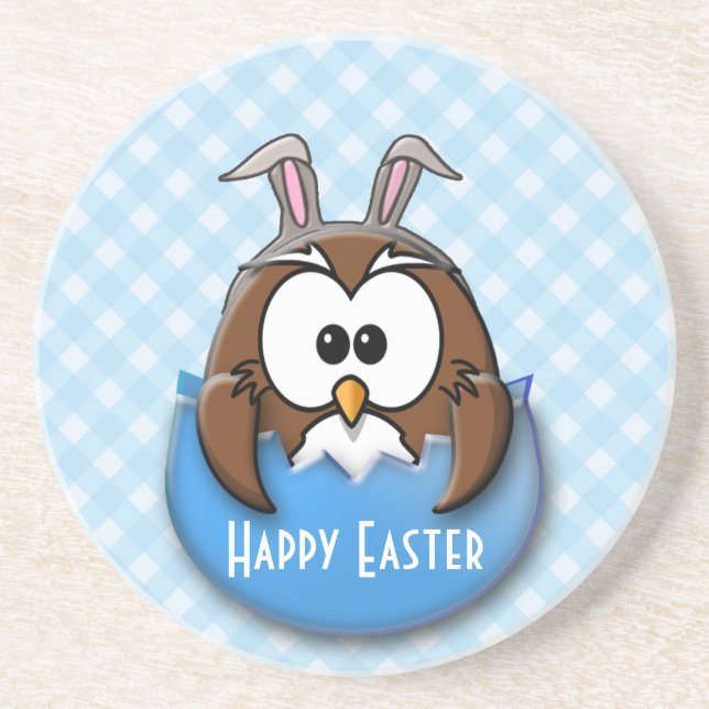 Easter owl - blue coaster (Front)